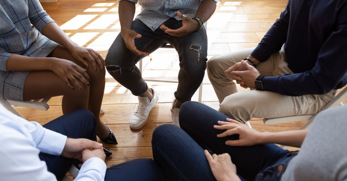 a group close of people in rehab