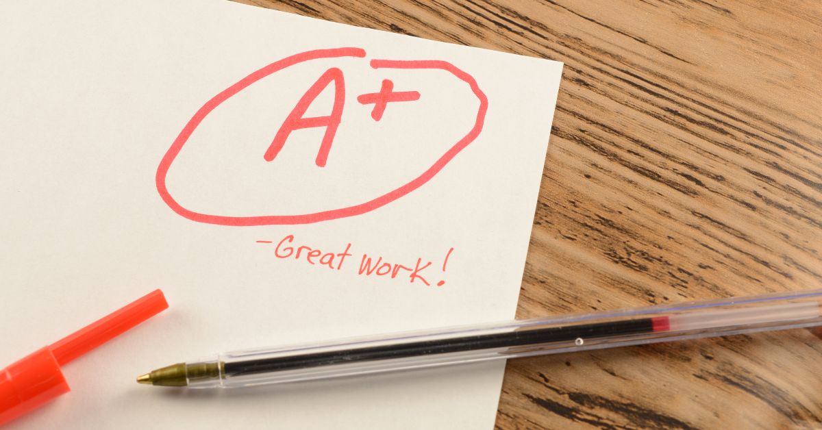 a paper graded with a+