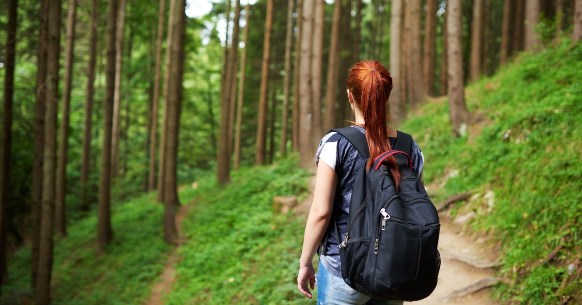a woman about to take a walk to ease anxiety